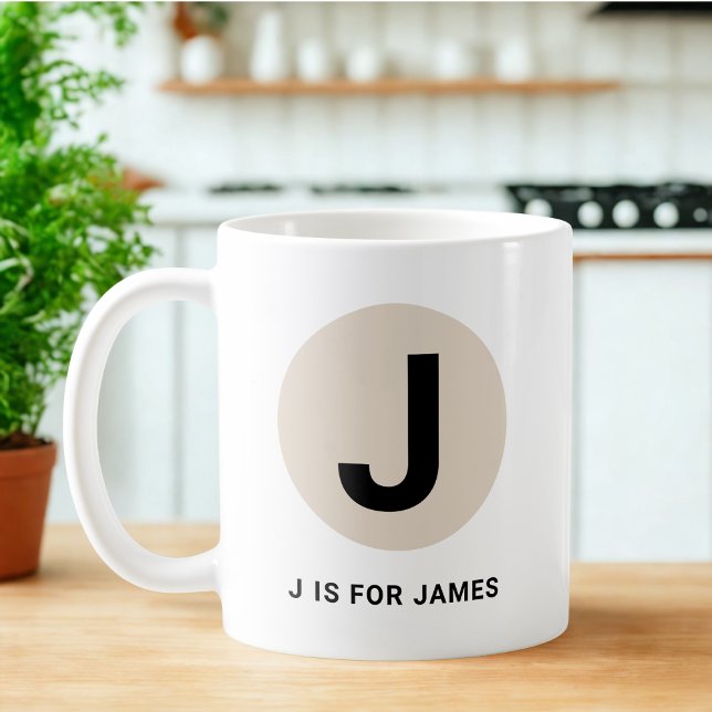 Modern Initial Mug – “J is for [Name]” Design Kaffeetasse (Von Creator hochgeladen)