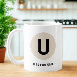 Modern Initial Mug – “U is for [Name]” Design Kaffeetasse