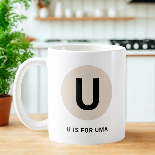Modern Initial Mug – “U is for [Name]” Design Kaffeetasse (Von Creator hochgeladen)