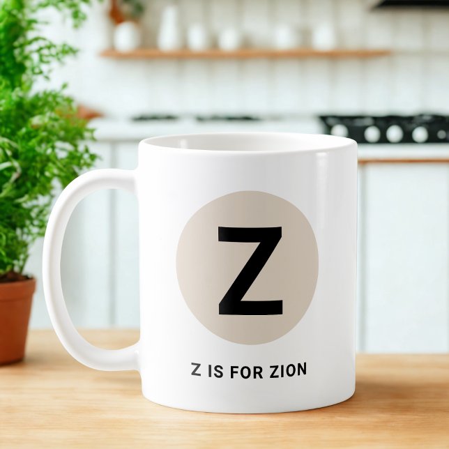 Modern Initial Mug – “Z is for [Name]” Design Kaffeetasse (Von Creator hochgeladen)