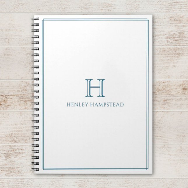 Modern Initial Patina Blue Border Notizblock (Von Creator hochgeladen)