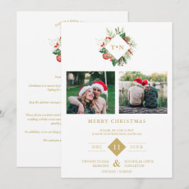 Modern Initials Floral Christmas Wreath 2 Photos Save The Date