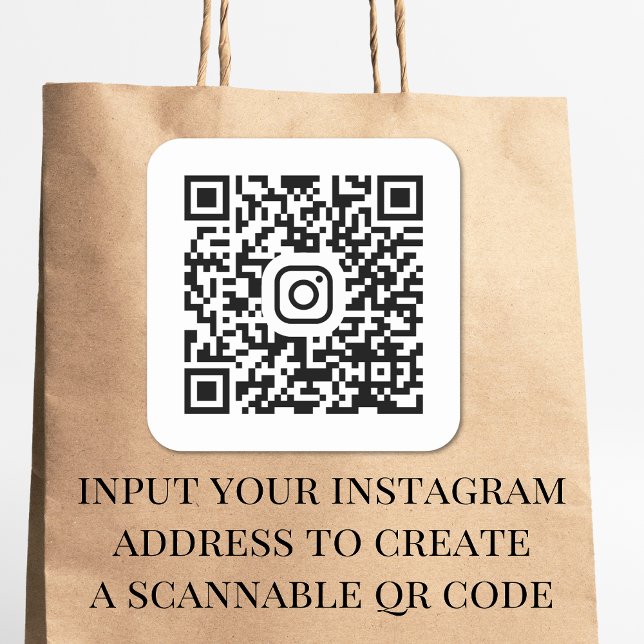Modern Instagram QR Code Quadratischer Aufkleber (Our user-friendly template will generate your QR code automatically from your Instagram address)