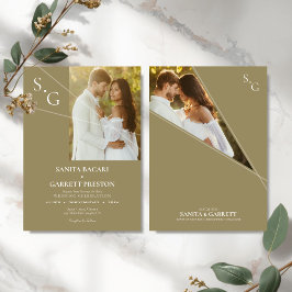 Modern Intersecting Lines Photo Wedding Invitation Einladung