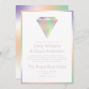 Modern Iridescent Rainbow Diamond Wedding Einladung