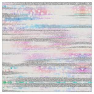 Modern Iridescent & Silver Glitzer Schlaganfälle  Stoff