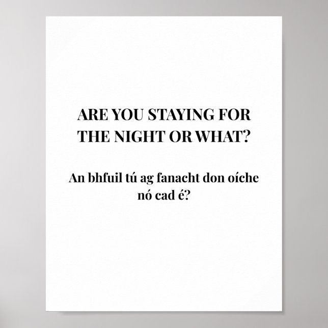 Modern Irish Lustiger irischer Zitatposter  Poster (Vorne)