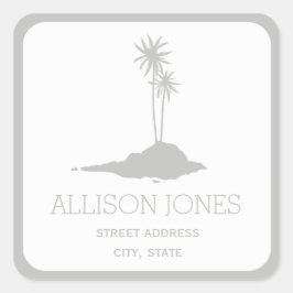 Modern Island Beach Address Sticker - Grau
