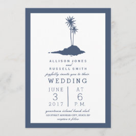 Modern Island Beach Hochzeitseinladung - Dunkelbla Einladung