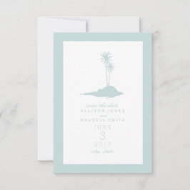 Modern Island Beach Wedding Save the Date - Blue