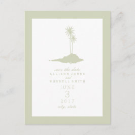 Modern Island Beach Wedding Save the Date - Green Ankündigungspostkarte