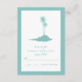 Modern Island Beach Wedding UAWG - Aquamarin RSVP Karte