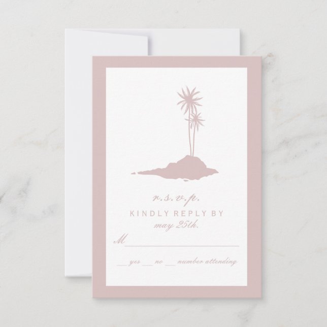 Modern Island Beach Wedding UAWG - Blush RSVP Karte (Vorderseite)