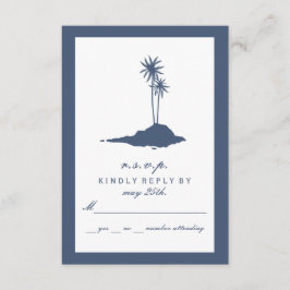 Modern Island Beach Wedding UAWG - Dunkelblau RSVP Karte