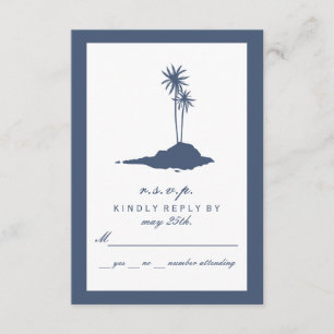 Modern Island Beach Wedding UAWG - Dunkelblau RSVP Karte
