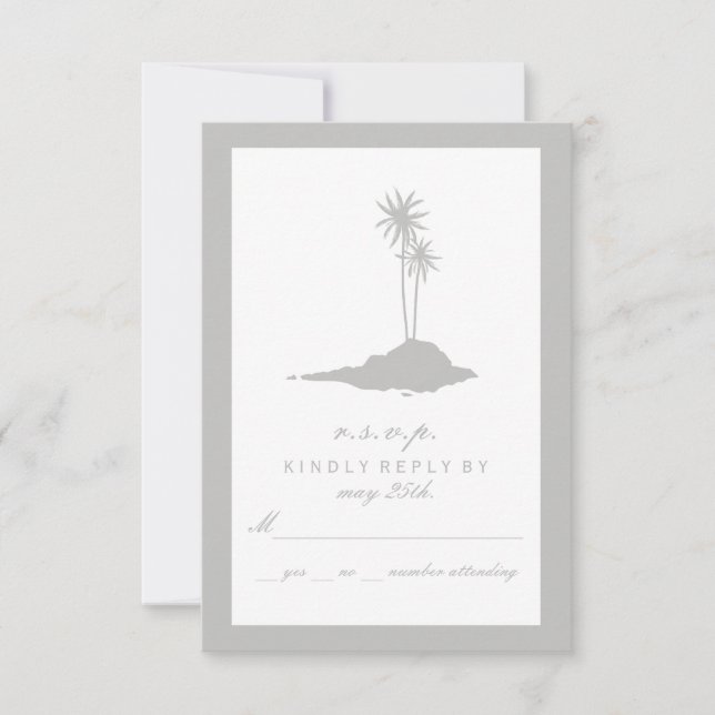 Modern Island Beach Wedding UAWG - Gray RSVP Karte (Vorderseite)