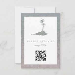 Modern Island Water Beach Hochzeit QR UAWG RSVP Karte