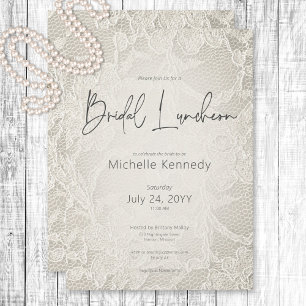 Modern Ivory Bridal Lace Bridal Luncheon Einladung