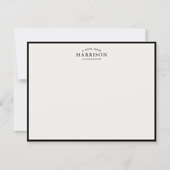 Modern Ivory Elegant Black Border Note Card Einladung (Vorderseite)