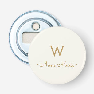 Modern Ivory Gold Script Monogram Flaschenöffner