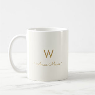 Modern Ivory Gold Script Monogram Kaffeetasse