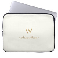 Modern Ivory Gold Script Monogram