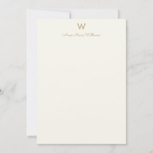 Modern Ivory Gold Script Monogram Mitteilungskarte