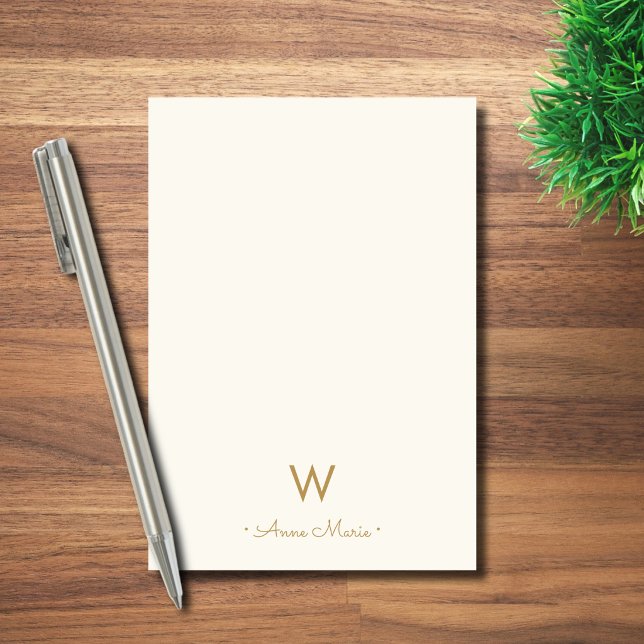 Modern Ivory Gold Script Monogram Post-it Klebezettel (Von Creator hochgeladen)