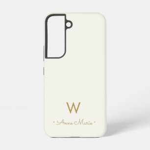 Modern Ivory Gold Script Monogram Samsung Galaxy Hülle