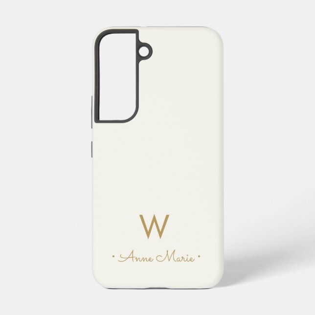 Modern Ivory Gold Script Monogram Samsung Galaxy Hülle (Rückseite)