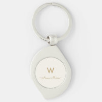 Modern Ivory Gold Script Monogram