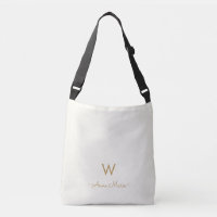 Modern Ivory Gold Script Monogram