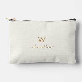 Modern Ivory Gold Script Monogram Zubehörtasche