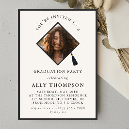 Modern Ivory Photo Frame Graduation Party Einladung