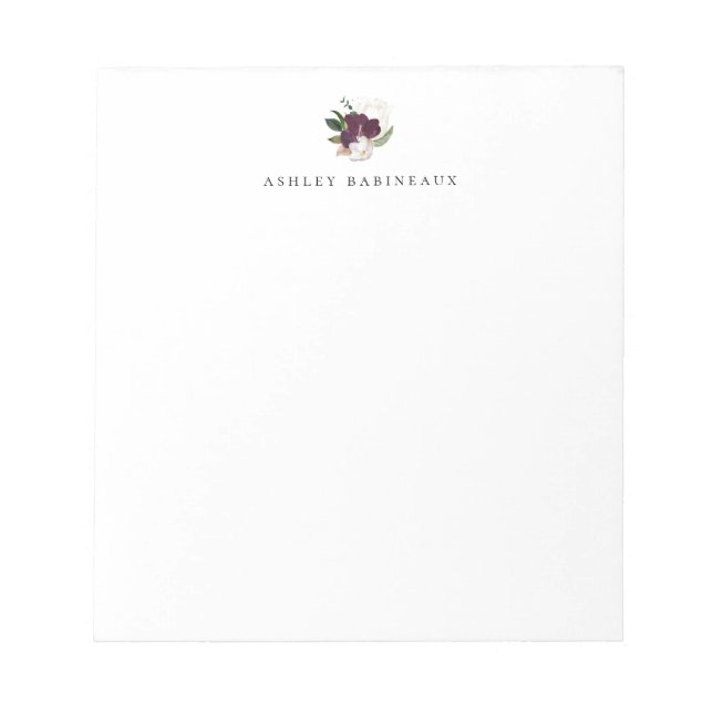 Modern Ivory Plum Floral Bouquet Notizblock (Vorderseite)
