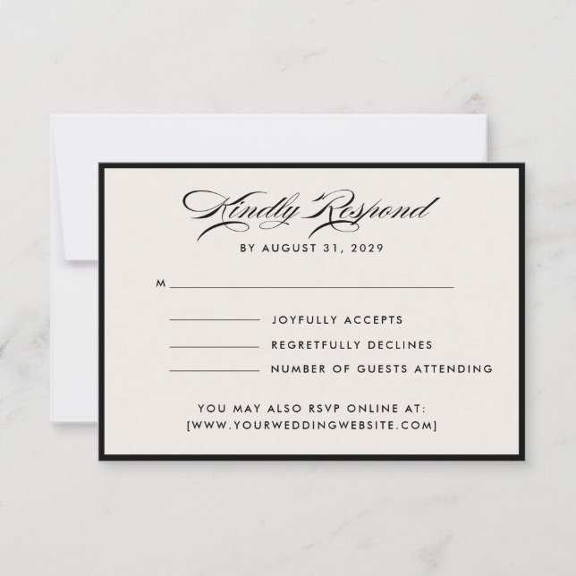 Modern Ivory Script RSVP Card Einladung (Vorderseite)