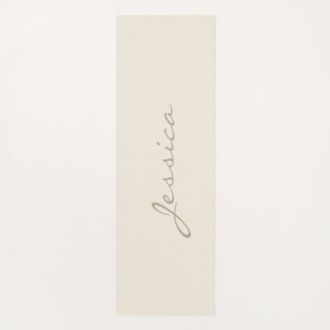 Modern Ivory Simple Minimalist Name Yogamatte (Vorderseite)