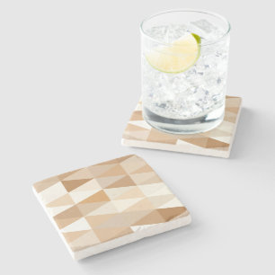 Modern Ivory Taupe Gray Tan Brown Triangle Muster Steinuntersetzer