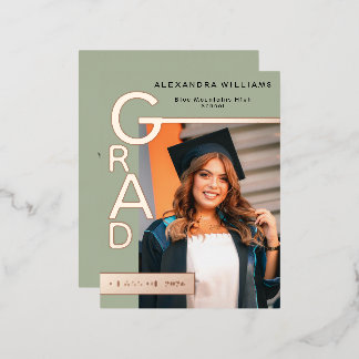 Modern Jade Graduation Party Invitation Rose Gold  Folie Einladungspostkarte
