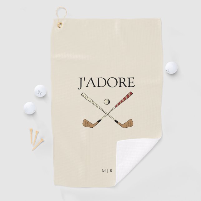 Modern J'adore I Liebe Golf Creamy White Golfhandtuch (Insitu)