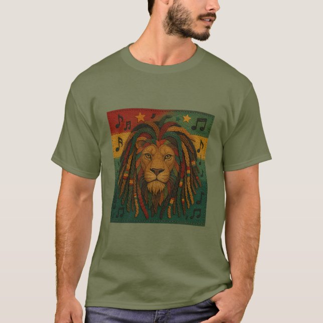 Modern Jamaica Rasta Lion T-Shirt (Vorderseite)