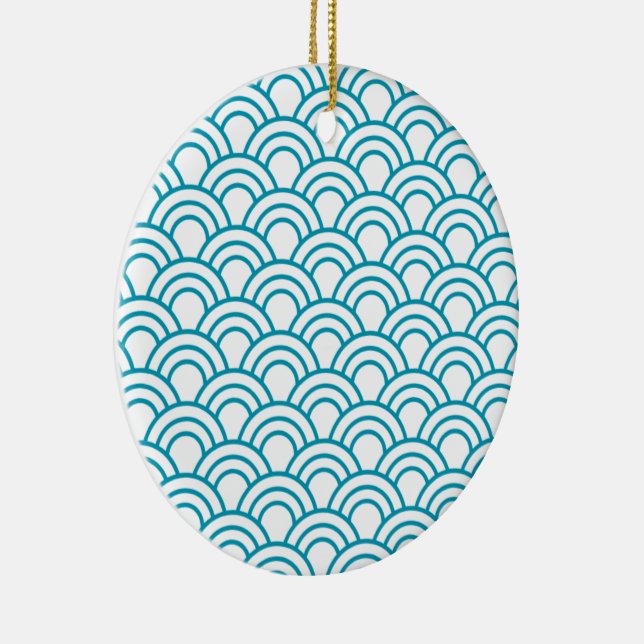Modern Japanese Geometric Pattern  Keramik Ornament (Rechts)