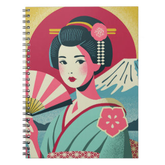 Modern Japanese Ukiyoe Style Kimono Geisha Girl Notizblock