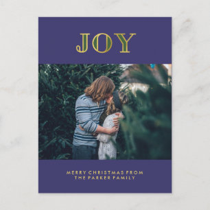 Modern Jewel Tone Christmas Joy with Photo Feiertagspostkarte