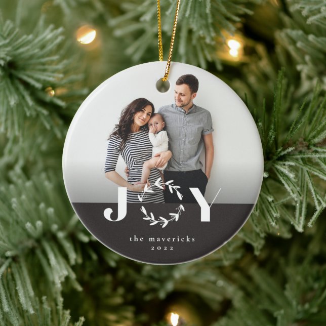 Modern Joad Wreath Foto Weihnachten Keramik Ornament (Baum)