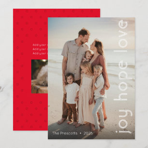 Modern Joy Hope Liebe Foto Weihnachtskarte Feiertagskarte