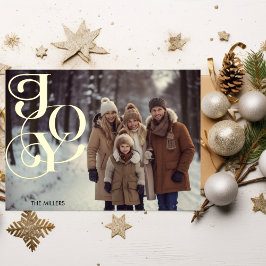 Modern Joy Minimal Elegant 1 Foto Green Gingham Folien Feiertagspostkarte