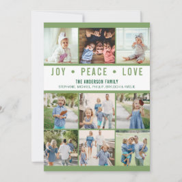 Modern Joy Peace Liebe Foto Collage Green Holiday Feiertagskarte