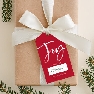 Modern Joy Script Red Geschenkanhänger
