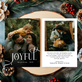Modern Joyful Family 2 Photo Christmas  Feiertagskarte